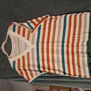 Striped V-Neck Short Sleeve Tee